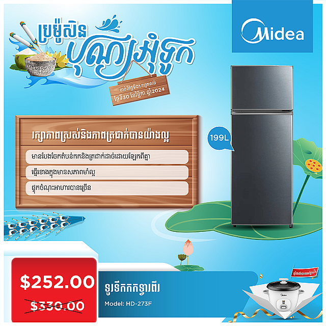 Midea Refrigerator (Inverter,double door,199L) Gift ...